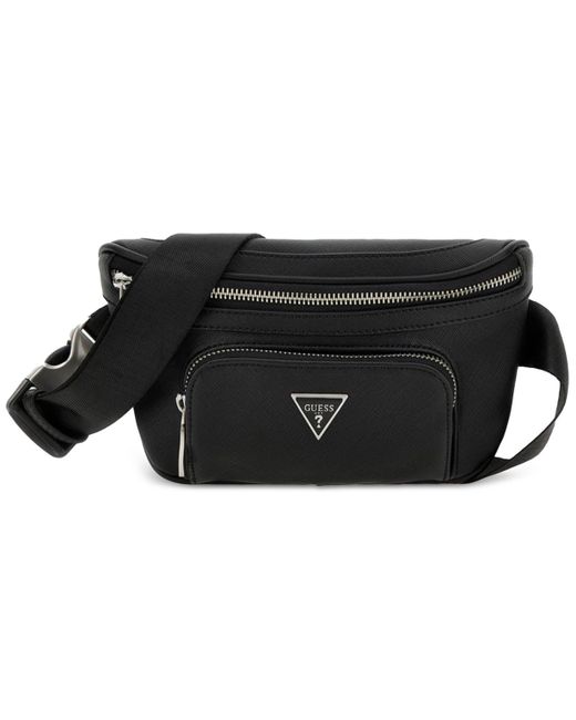 Guess Black Saffiano Faux-leather Water-repellent Fanny Pack for men