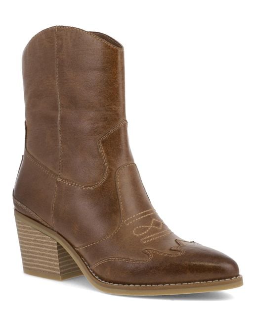 MIA Brown Clorinda Pointed Toe Western Style Boots