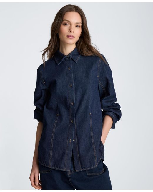Kenneth Cole Blue Collared Front Button Shirt