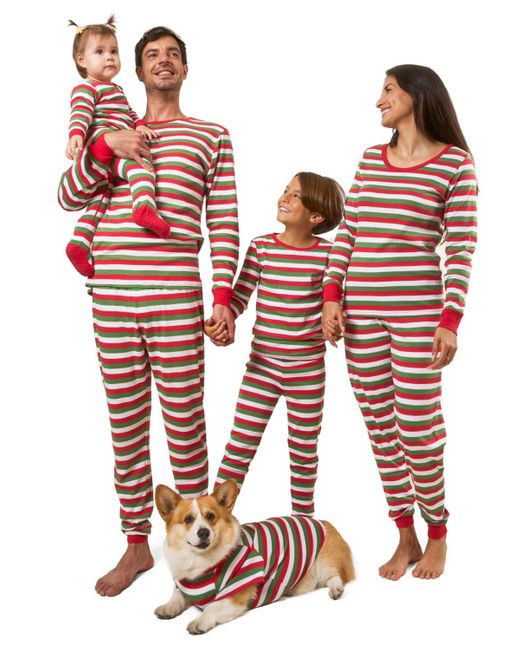 Leveret Red Two Piece Cotton Striped Holiday Pajamas