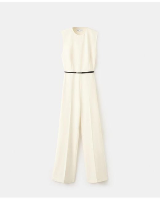 Mango Natural Open-back Belted Jumpsuit