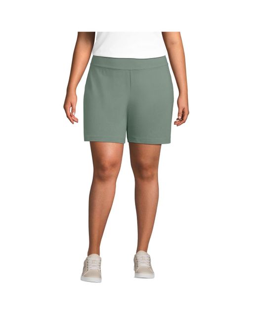 Lands' End Green Plus Size Starfish Mid Rise 7" Shorts
