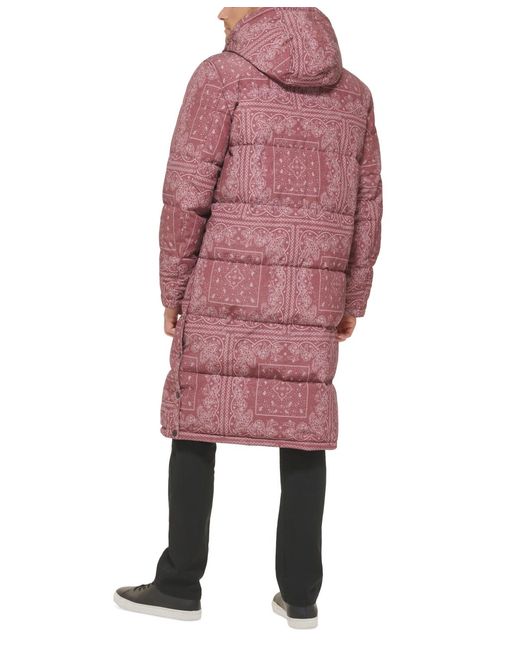 Levi's Red Quilted Extra Long Parka Jacket for men