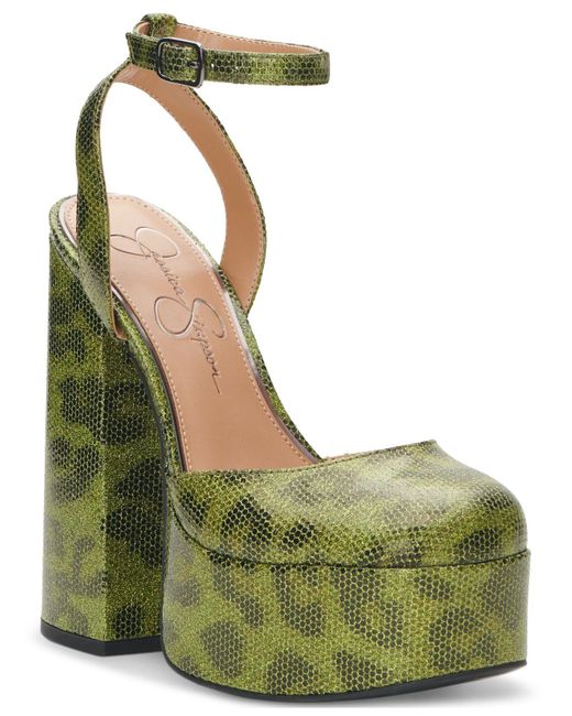 Jessica Simpson Skilla Blockheel Platform Pumps in Green Lyst