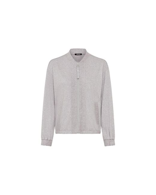 Olsen Gray Collarless Zip Front Jersey Jacket