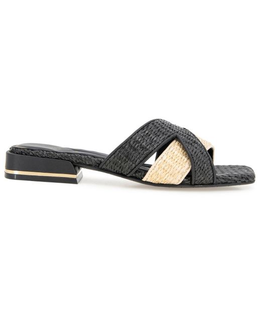 Kenneth Cole Black Issa Square Toe Flat Sandals