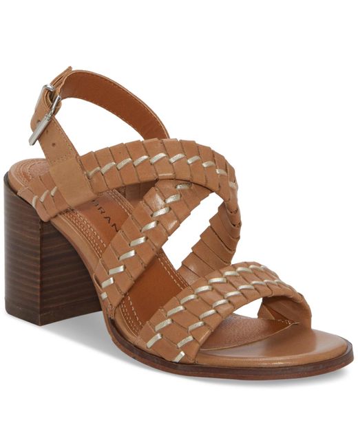 Lucky Brand Brown Dabene Woven Strappy Slingback Block-heel Sandals