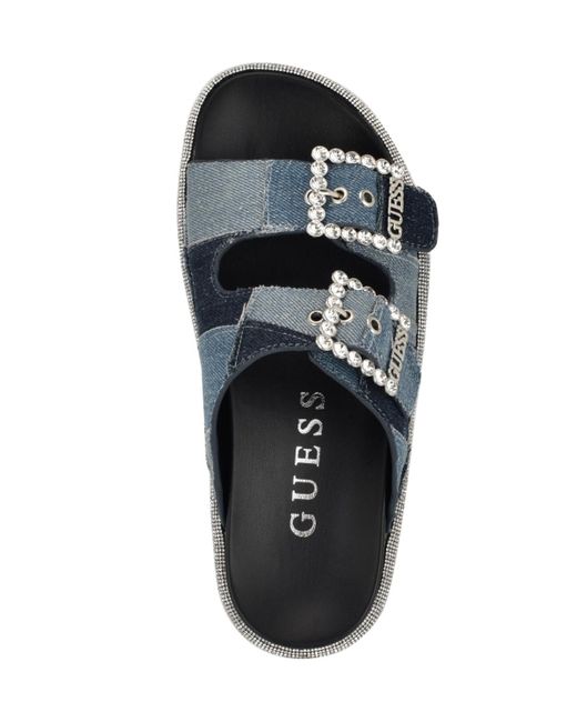 Guess Blue Funzya Double Band Footbed Sandals
