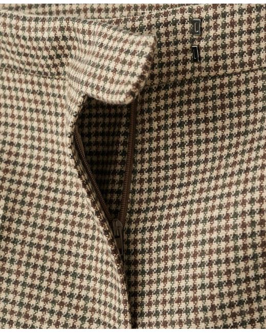 Mango Natural Houndstooth Wool-blend Pants