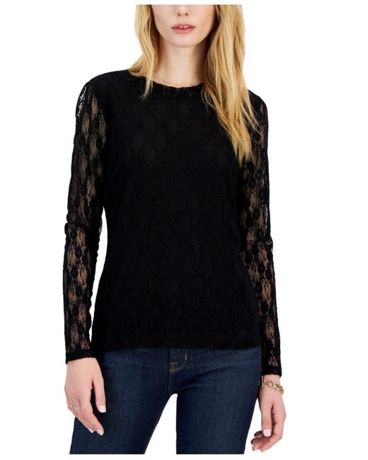 INC International Concepts Lace Long-sleeve Top, Created For Macy's in ...