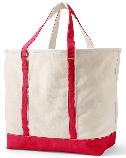 Lands' End Red Extra Large 5 Pocket Open Top Canvas Tote Bag