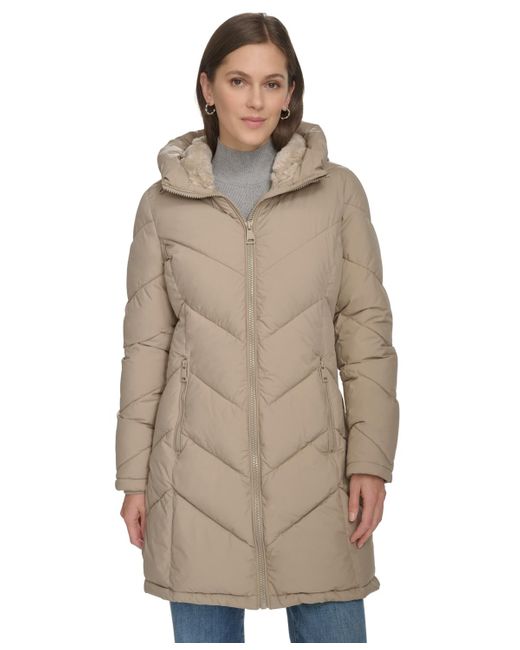 Calvin Klein Natural Lined Hooded Puffer Coat