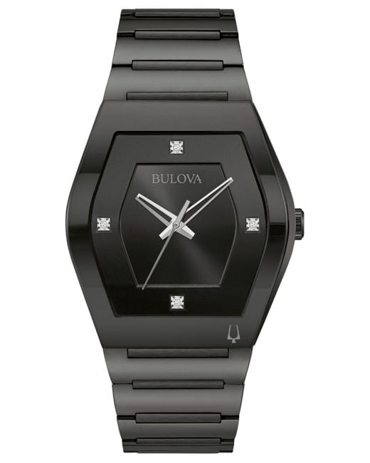 Bulova Modern Gemini Diamond Accent Black Ionplated Stainless Steel Bracelet Watch 40mm for Men