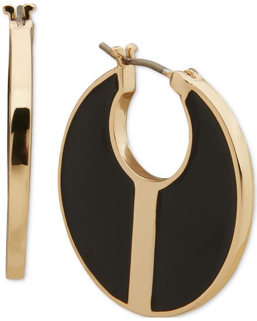 DKNY Black Gold-tone Extra-small Color Filled Hoop Earrings