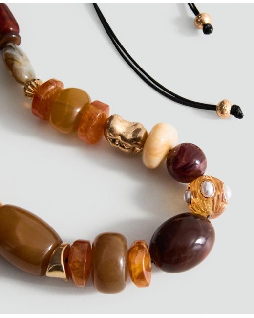 Mango Brown Combined Resin Balls Maxi Necklace
