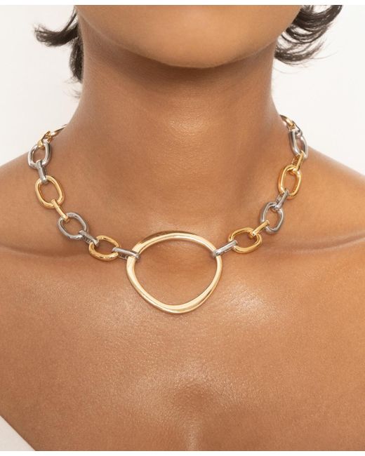 Ettika Metallic Mixed Metal Chain Link Collar Necklace