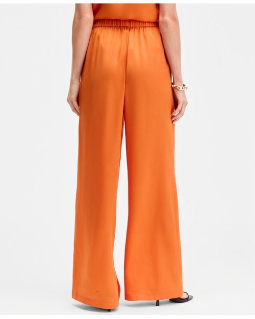 INC International Concepts Orange High-rise Satin Palazzo Pants
