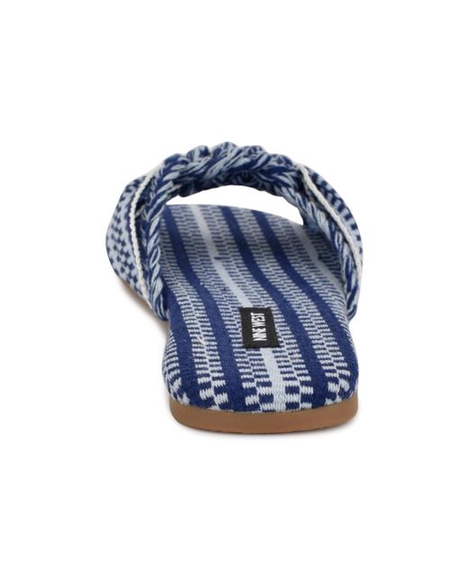 Nine West Blue Lalta Knotted Flat Slide Sandals