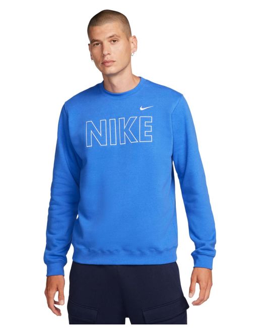 Nike Sportswear Club Fleece Embroidered Logo Sweatshirt in Blue for Men |  Lyst