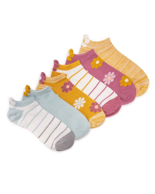 Muk Luks White 6 Pk 3d Tab Low Cut