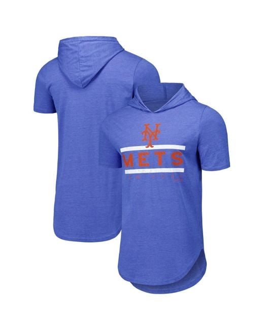 Majestic Blue Threads New York Mets Tri-blend Hoodie T-shirt for men