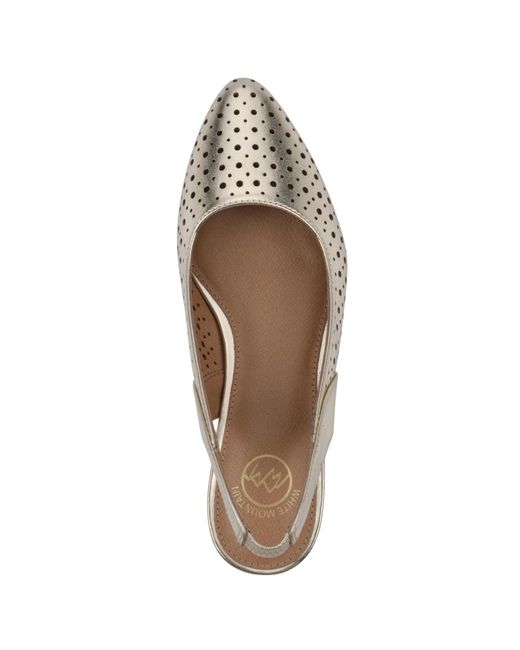 White Mountain Metallic Boronic Block Heel Slingbacks