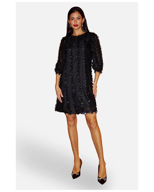 Yumi' Women's Black Hanging Sequin Tunic Dress Yumi' Women's Black Hanging Sequin Tunic Dress