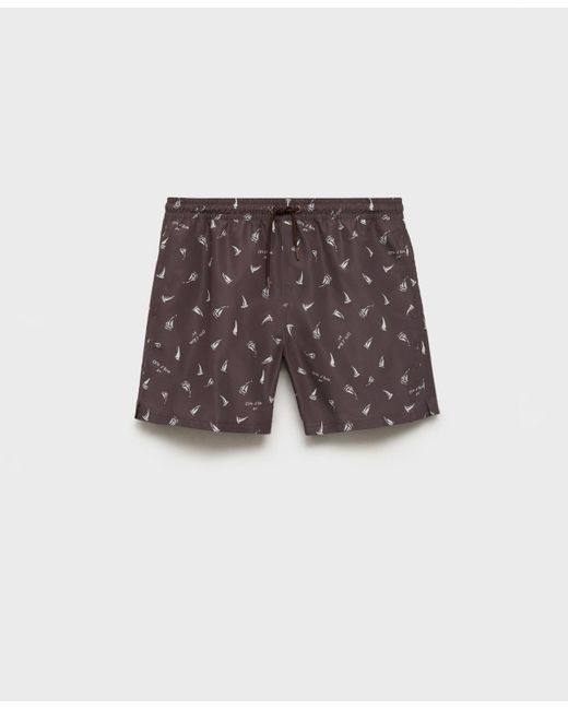 Mango White Sailboat Print Swimsuit for men