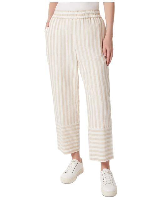 Jones New York Natural Striped Pull-on Cropped Trousers