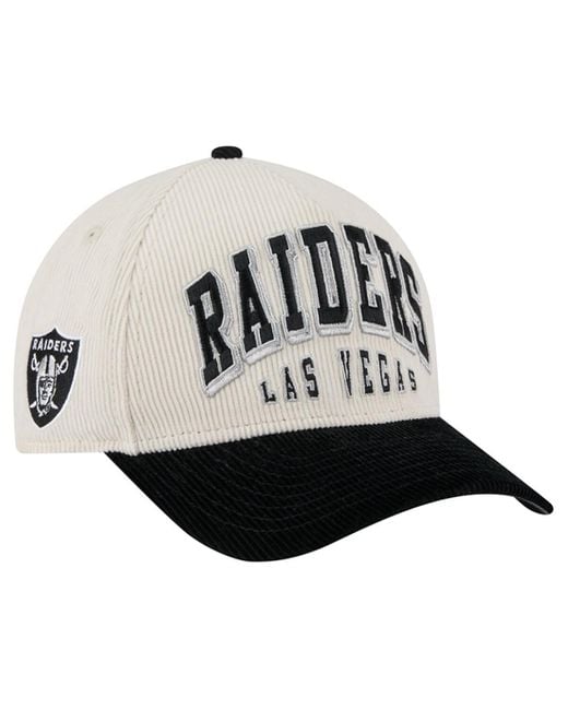 KTZ White Cream/black Las Vegas Raiders Two-tone Sided Corduroy 9forty A-frame Adjustable Hat for men