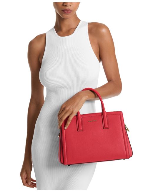 Michael Kors Red Michael Laila Medium Leather Crossbody Satchel