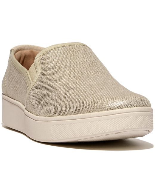 Fitflop Natural Rally Glitz-canvas Slip-on Skate Sneakers