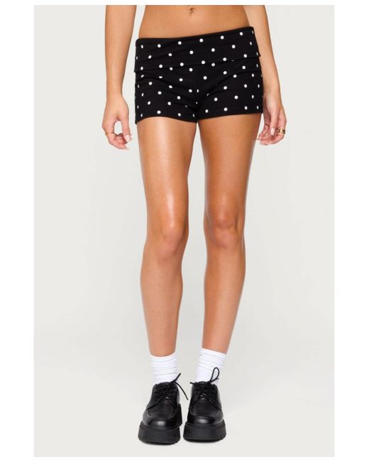 Edikted Black Chelsie Polka Dot Foldover Shorts