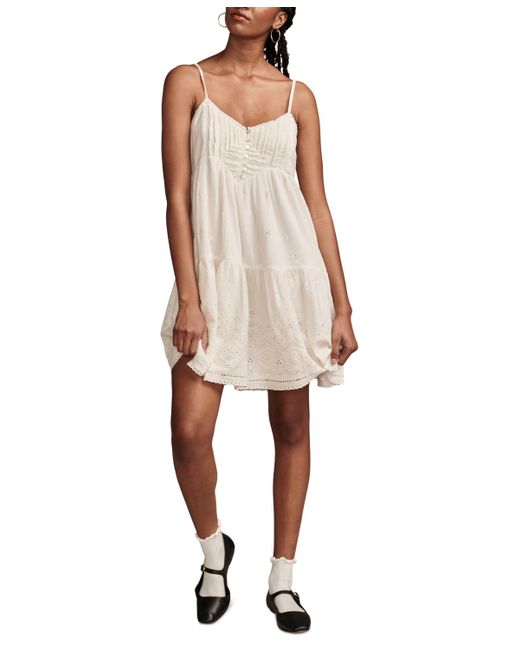 Lucky Brand Natural Pintuck-bodice Tiered Mini Dress