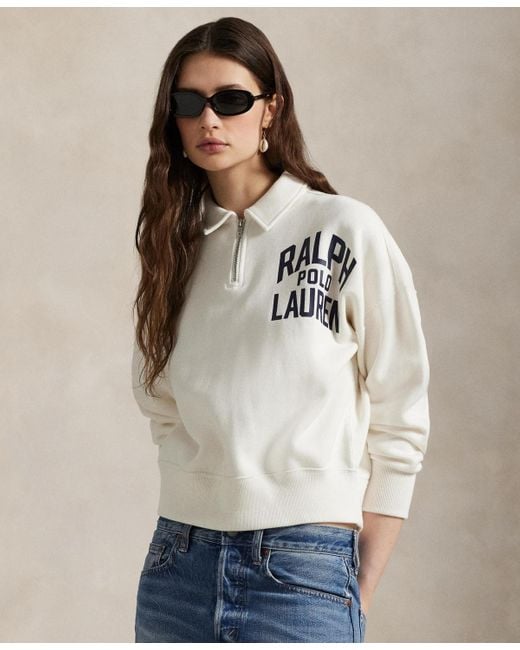 Polo Ralph Lauren Women's Natural Logo Fleece Quarter-zip