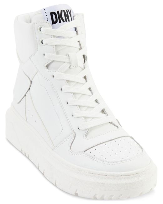 DKNY Leather Mayzi Hightop Sneakers in White Lyst