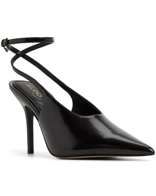 ALDO Black Lisandre High-vamp Ankle-wrap Heeled Pumps