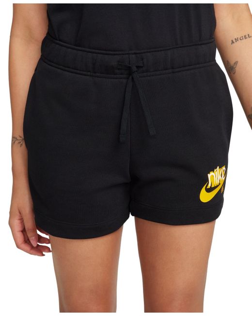 Nike Black Sportswear Club French Terry Graphic Fleece Shorts