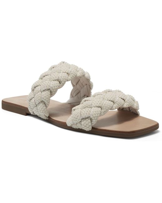 INC International Concepts White Petria Two-band Flat Sandals, Created For Macy's