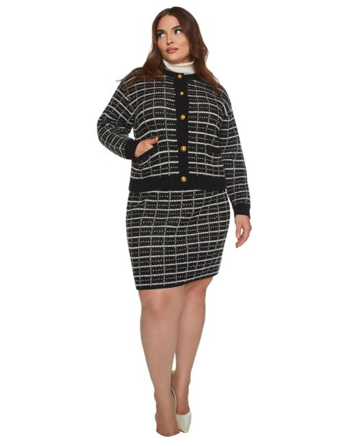Eloquii Black Plus Size Knit Tweed Mini Skirt
