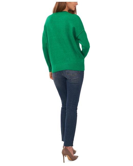 Vince Camuto Green Cozy Long Sleeve Extend Shoulder Sweater