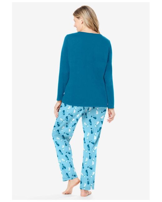 Dreams & Co. Blue Long Sleeve Knit Pj Set