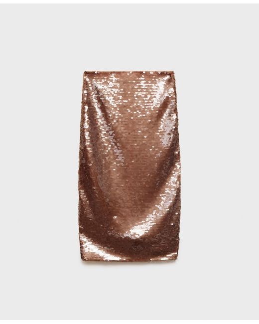 Mango Brown Midi Sequin Skirt