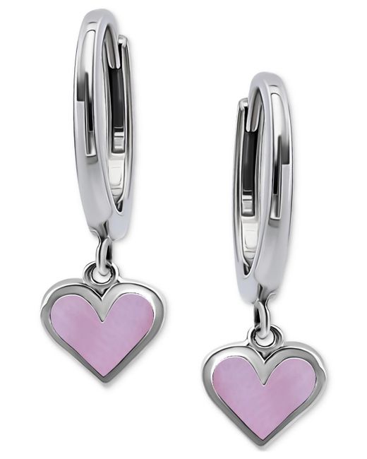 Giani Bernini Pink Heart Dangle Hoop Drop Earrings