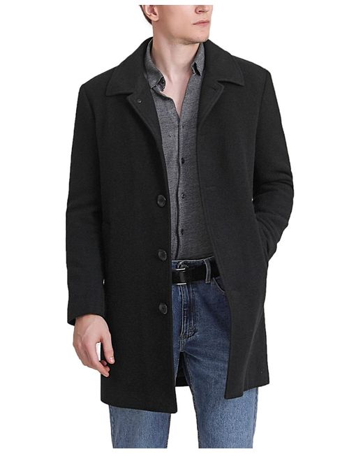 BGSD Black Men Baker Wool Blend Walker Coat for men