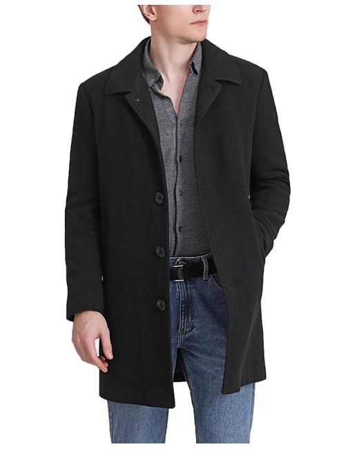 BGSD Black Men Baker Wool Blend Walker Coat for men