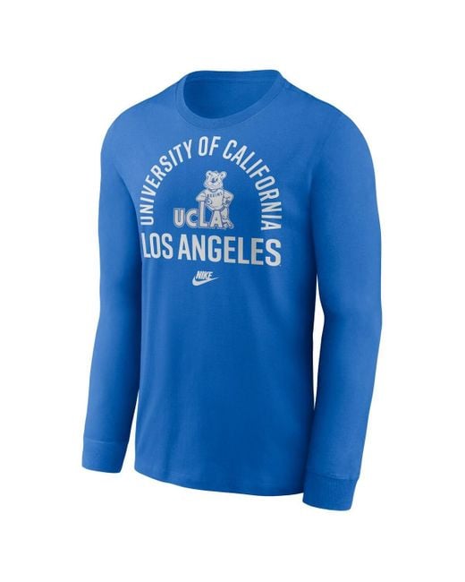 Nike Blue Ucla Bruins Legacy Arched Logo Long Sleeve T-shirt for men