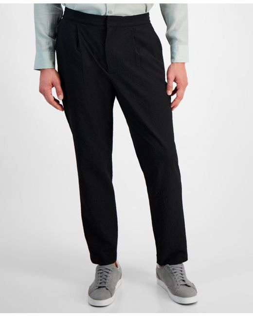 Alfani Black Classic-fit Textured Seersucker Suit Pants for men