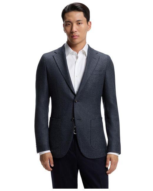 Boss Blue Boss By Patterned Wool Slim-fit Jacket for men