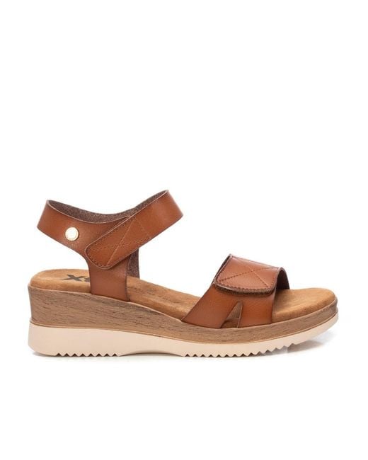 Xti Brown Low Wedge Sandals By